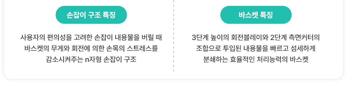 손잡이 구조 특징, 바스켓 특징